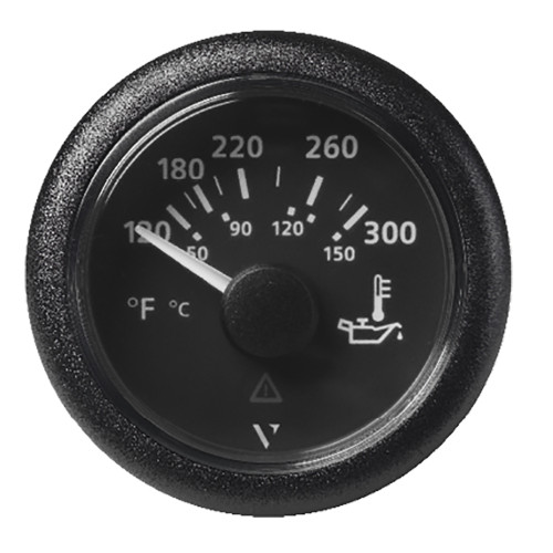 Veratron 52MM (2-1/16") ViewLine Oil Temperature Gauge 120-300 Degree F - Black Dial  Bezel (A2C59514165)