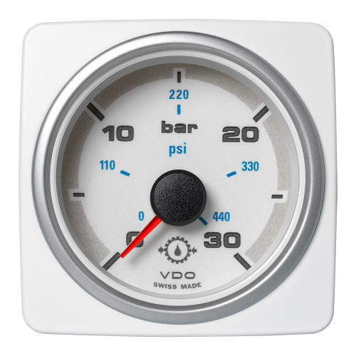 Veratron 52 MM (2-1/16") AcquaLink Transmission Oil Pressure 30 Bar/440 PSI - White Dial  Bezel (A2C1338690001)