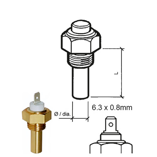 Veratron Coolant Temperature Sensor - 40 Degree C to 120 Degree C - M14 x 1.5 Thread (323-801-001-006N)
