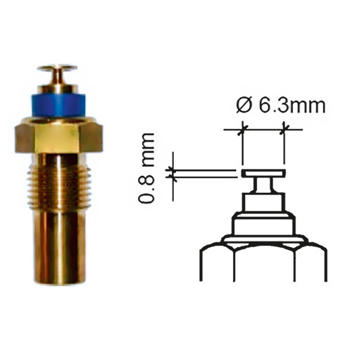 Veratron Engine Oil Temperature Sensor - Single Pole, Spade Connect - 50-150 Degree C/120-300 Degree F - 6/24V - M10 x 1.5 Thread (323-801-010-001D)