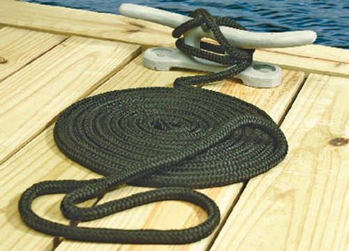 Seachoice Double Braided Dock Line- Black -3/8 X15' 40291