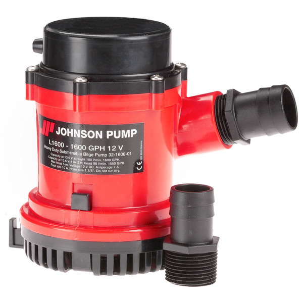 Johnson HD Bilge Pump,1600 GPH, 12V, No Switch (16004-00)