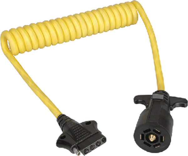 Wesbar 7-Way Trailer to 5-Way Flat Car End Coiled Jumper w/ 4ft cable (787195)