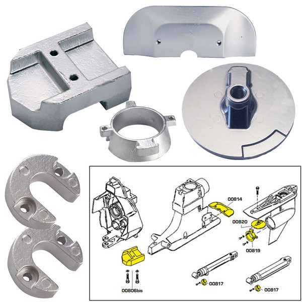 Tecnoseal Anode Kit w/Hardware - Mercury Alpha 1 Gen 2 - Aluminum (20801AL)