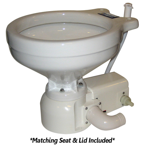 Raritan Sea Era Toilet - Household Style - Freshwater Solenoid - Straight  90 Degree  Discharge - Smart Toilet Control - 12v (162HF012)