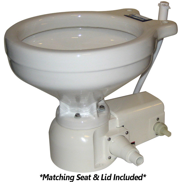 Raritan Sea Era Toilet - Marine Size - Freshwater Solenoid - Straight  90 Degree  Discharge - Smart Toilet Control - 12v (162MF012)