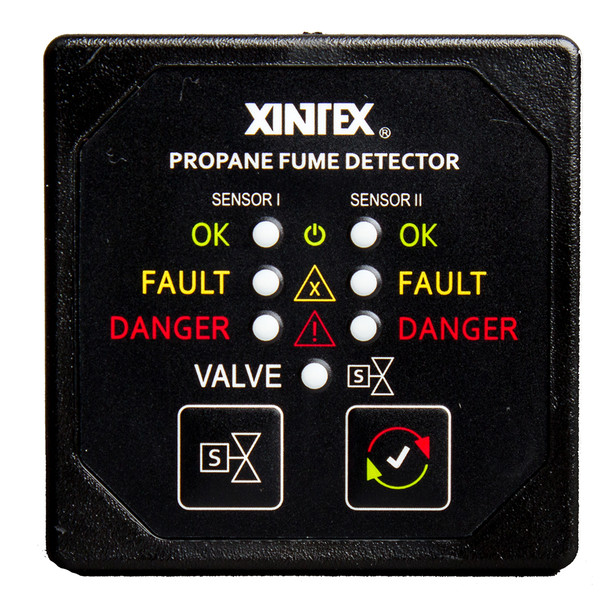 Xintex Propane Fume Detector w/2 Plastic Sensors - No Solenoid Valve - Square Black Bezel Display (P-2BNV-R)