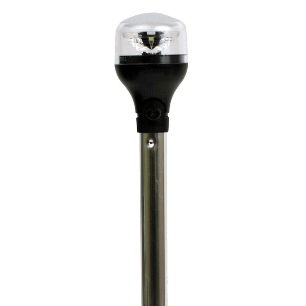 Attwood LightArmor Plug-In All-Around Light - 20" Aluminum Pole - Black Horizontal Composite Base w/Adapter (5550-PA20-7)