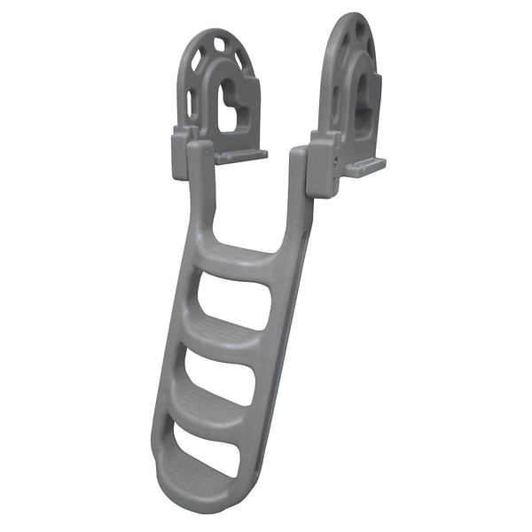 Dock Edge Stand-Off Flip-Up Polyethylene Roto Molded 4-Step Dock Ladder - Grey (2084-F)