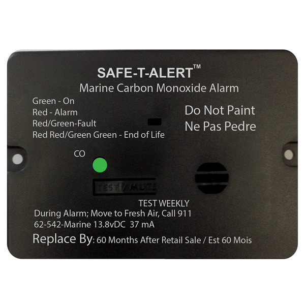 Safe-T-Alert 62 Series Carbon Monoxide Alarm w/Relay - 12V - 62-542-R-Marine - Flush Mount - Black (62-542-R-MARINE-BL)