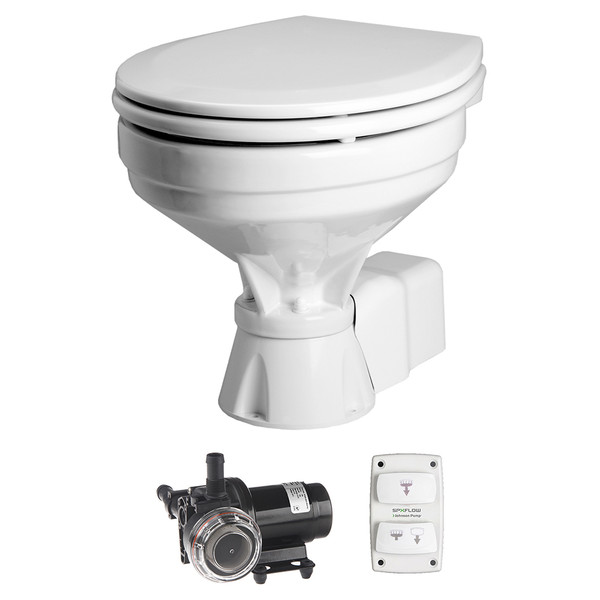 Johnson Pump Aqua T Toilet Silent Electric Comfort - 12V w/Pump (80-47232-01)