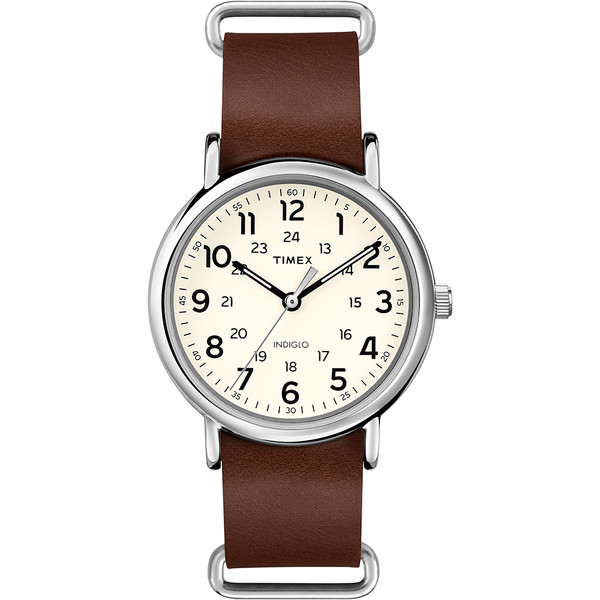 Timex Weekender Slip-Thru - Brown Leather Strap (T2P495JV)