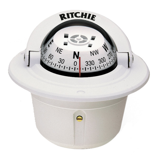 Ritchie Compass, Flush Mount, 2.75" Dial, White (F-50W)