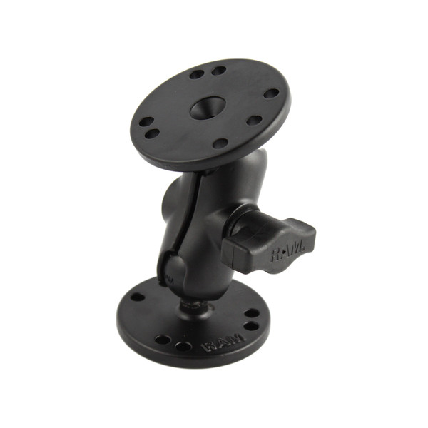 RAM Mount 1" Ball Double Socket Short Arm w/ 2 2.5" Round Bases (RAM-B-101-A)