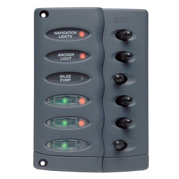 Marinco Contour Switch Panel - Waterproof 6 Way (CSP6)