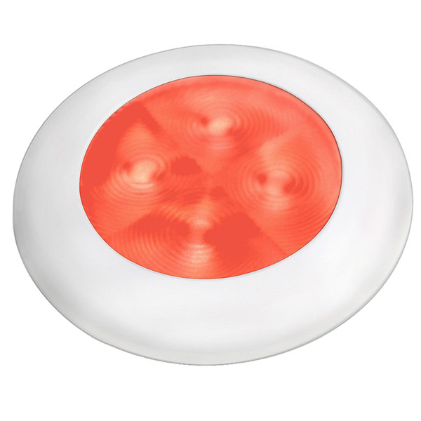 Hella Marine Slim Line LED 'Enhanced Brightness' Round Courtesy Lamp - Red LED - White Plastic Bezel - 12V (980507241)