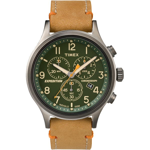 Timex Expedition Scout Chronograph Leather Watch - Green Dial (TW4B04400JV)