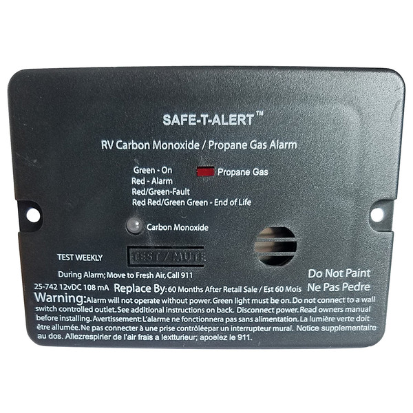 Safe-T-Alert Combo Carbon Monoxide Propane Alarm - Surface Mount - Mini - Black (25-742-BL)