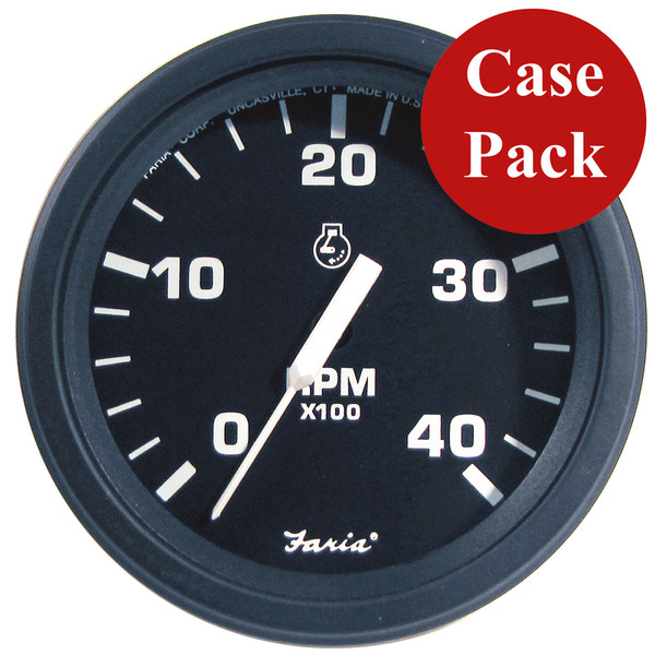 Faria 4" Heavy-Duty Tachometer (4000 RPM) Diesel (Mech Takeoff  Var Ratio Alt) - Black *Bulk Case of 12* (TD9324B)