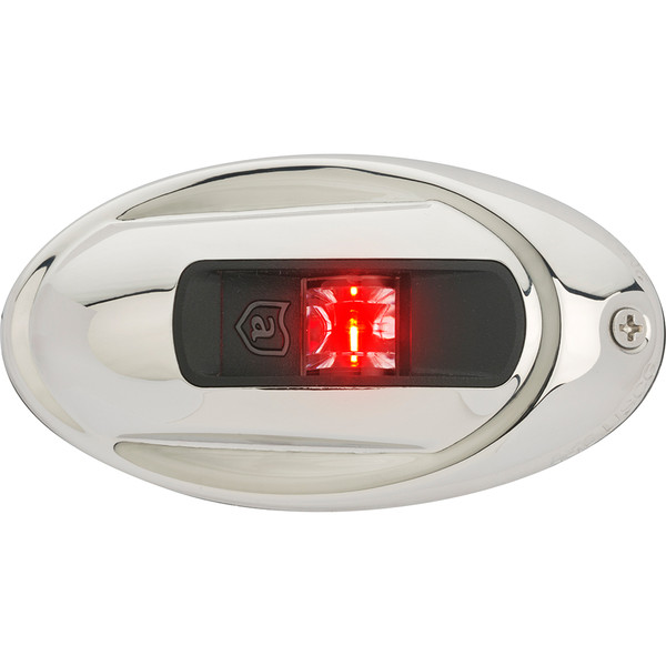 Attwood LightArmor Vertical Surface Mount Navigation Light - Oval - Port (red) - Stainless Steel - 2NM (NV4012SSR-7)