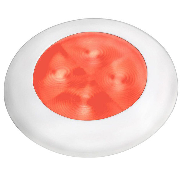 Hella Marine Red LED Round Courtesy Lamp - White Bezel - 24V (980508241)