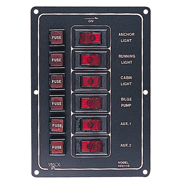 Sea-Dog Line Aluminum 6 Switch Panel-Vert 422110-1