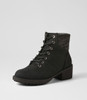 Asender Black Nubuck Pu Ankle Boots