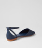 Grammi Dark Blue Grid Smooth Flat Shoes