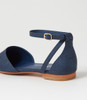 Grammi Dark Blue Grid Smooth Flat Shoes