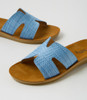 Glori Blue Synthetic Raffia Slides