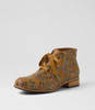 Hissel Tan Flower Microsuede Ankle Boots