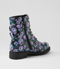 Vakka Black Purple Floral Ankle Boots