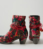 Zonte Red Ornate Velvet Ankle Boots