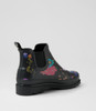 Baia Black Flower Gumboot Ankle Boots