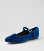 Shali Navy Velvet Flat Shoes