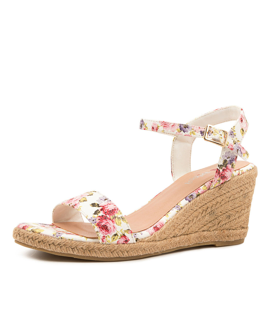 FARLY WHITE FLORAL WEDGE SANDALS - I Love Billy
