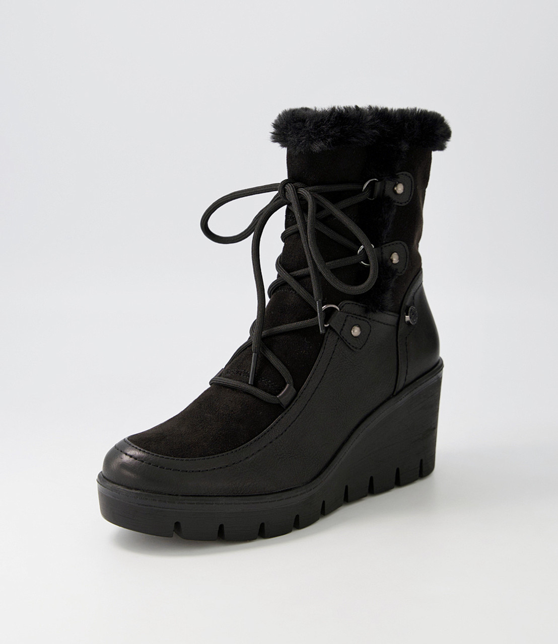 Ishmar Black Mix Lace Up Boots - I Love Billy