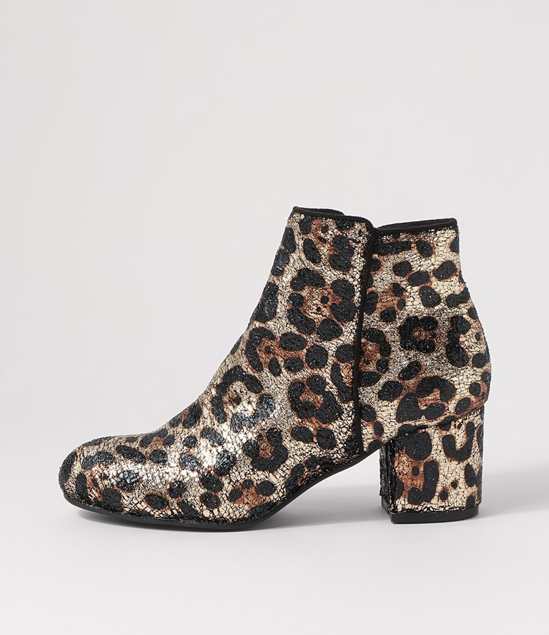 Kanye Gold Leopard Velvet Ankle Boots - I Love Billy