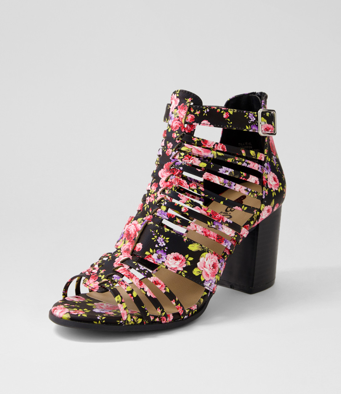 Black sales floral sandals