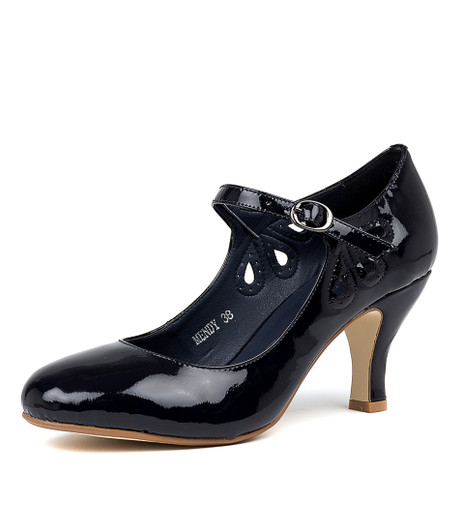 MENDY NAVY PATENT HEELS