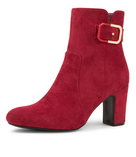 SHIPPA WINE MICROSUEDE ANKLE BOOTS