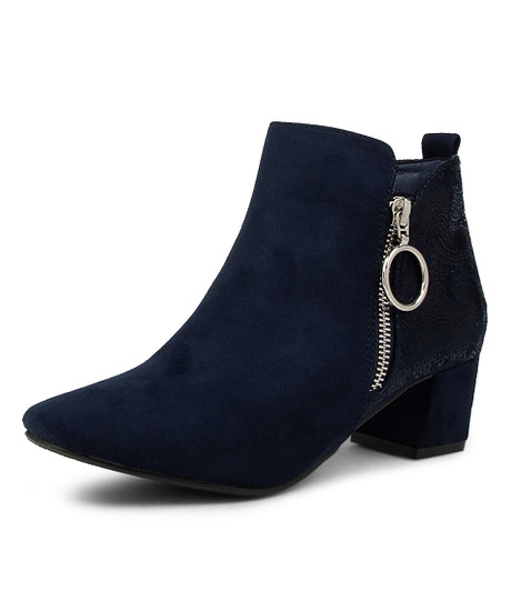 Hesta Navy Microsuede Ankle Boots