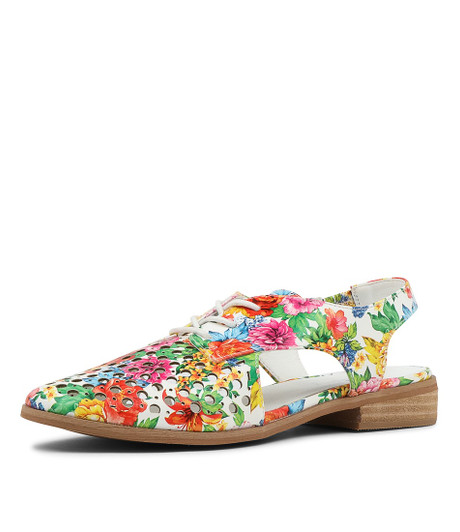 Quibblet White Floral Flat Shoes