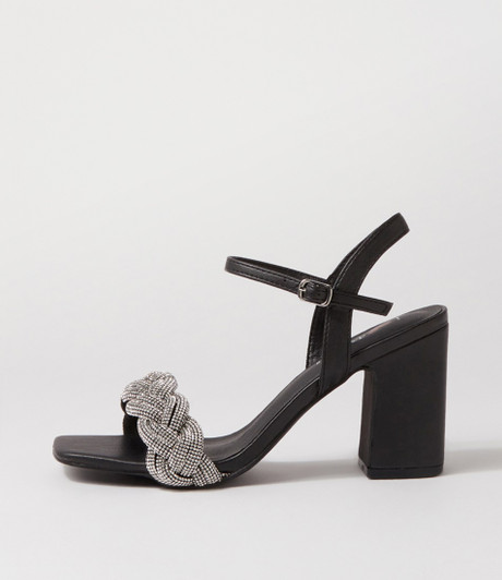 Tajari Black Silver Jewels Sandals