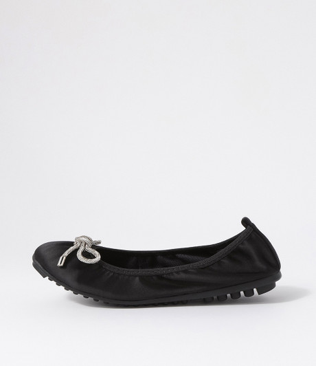 Caulder Black Satin Ballet Flats