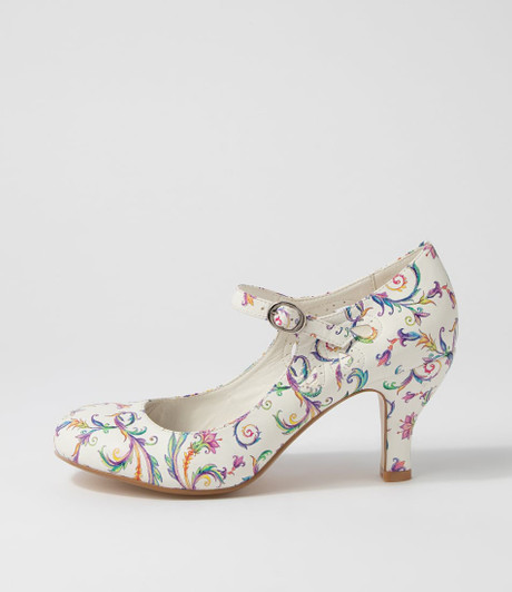 Mendy White Multi Heels
