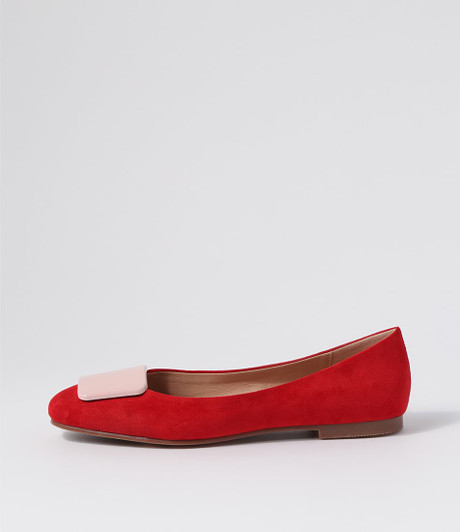 Shakine Red Microsuede Ballet Flats