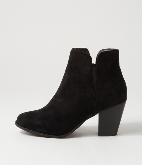 Cady Black Microsuede Ankle Boots