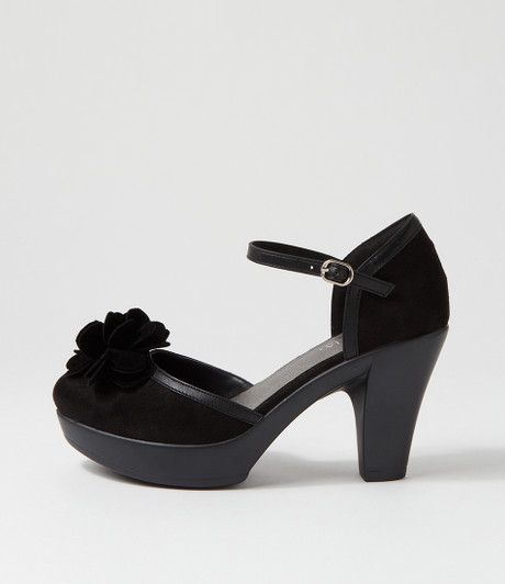 Winnet Black Microsuede Heels