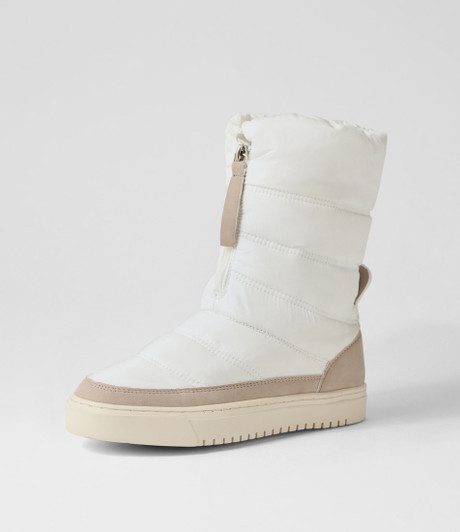 Celino White Fabric Ankle Boots